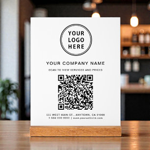 Business Logo Create Your QR Code White Acrylic Sign