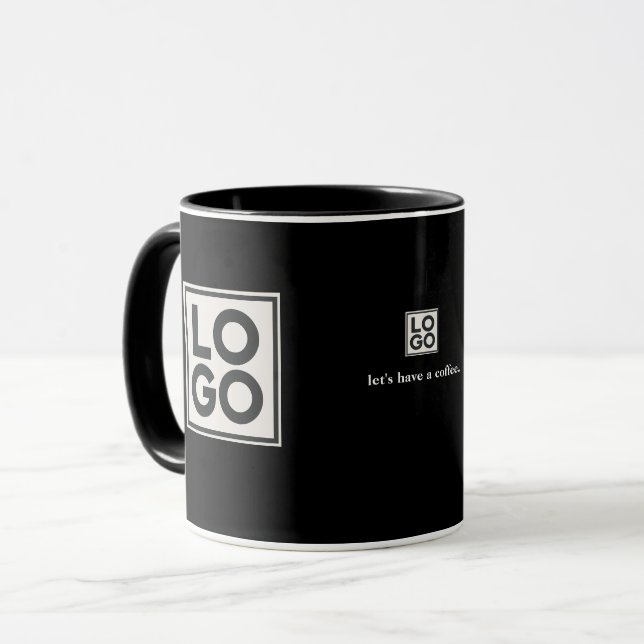 Business Logo Custom Black Mug (Front Left)
