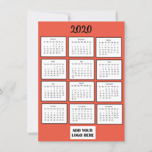 Business Logo Custom Colour 2020 Mini Calendar Invitation