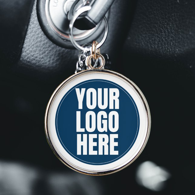 Business Logo Custom Company Photo Key Ring (company business logo round silver keychain)