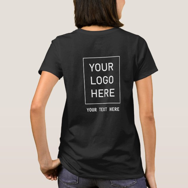 Business Logo | Custom Employee back & front black T-Shirt (Back)