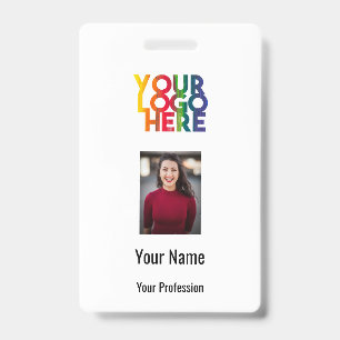 Business Logo Custom Employee Photo Barcode Name ID Badge