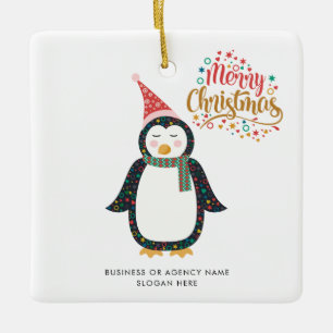 Business Logo Custom Name Christmas Holiday Ceramic Ornament