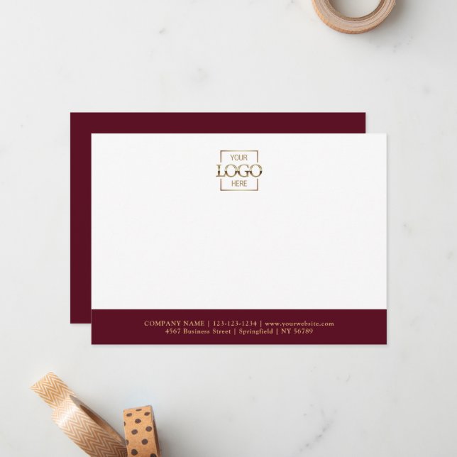 Business Logo Custom Personalised Modern Flat Card (Front/Back In Situ)
