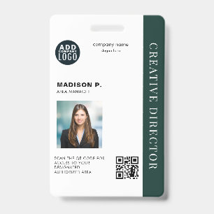 Business Logo Custom QR Code Photo Employee ID Badge