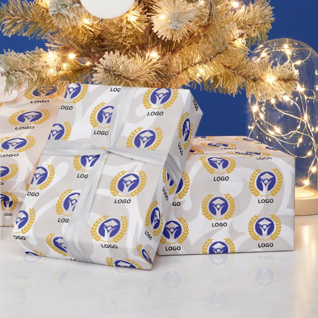 Business Logo Custom Repeat Pattern Wrapping Paper (Holidays)
