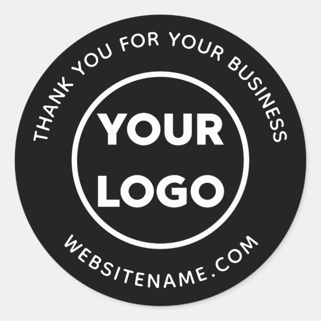 Business Logo Customer Thank You Black Classic Round Sticker (Front)