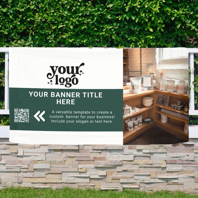 Business Logo Dark Green Modern QR Code Photo Banner (Creator Uploaded)