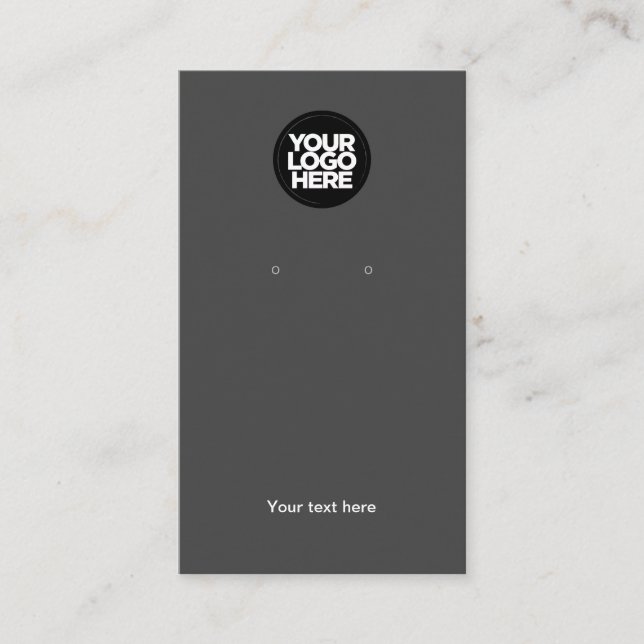 Business Logo Dark Grey Men Earring Display Card (Front)