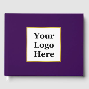 Business Logo Dark Purple White and Gold Elegant Guest Book
