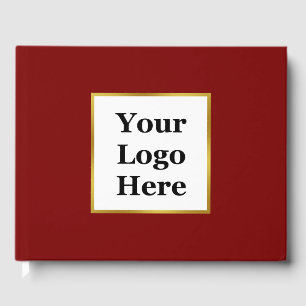 Business Logo Deep Red White and Gold Elegant Guest Book