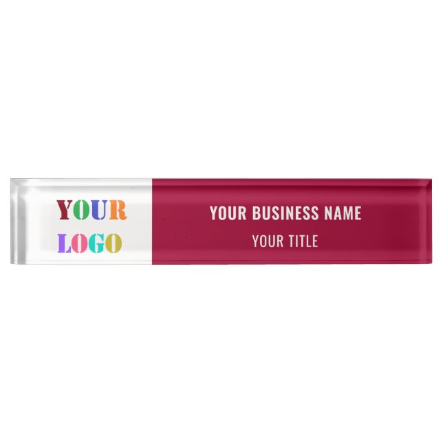 Business Logo Desk Name Plate Template Your Colour (Front)