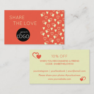 Business Logo Discount Valentine Hearts Business Card