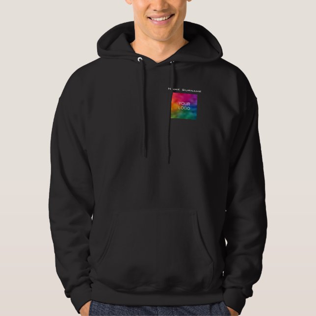 Business Logo Double Sided Design Employee Men's Hoodie (Front)