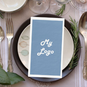 Business logo dusty blue napkin