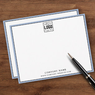 Business Logo Editable Brand Dusty Blue Border   Card