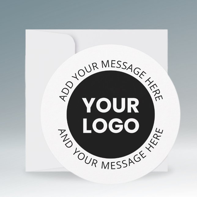 Business Logo & Editable Text  White & Black Holiday Card (Creator Uploaded)