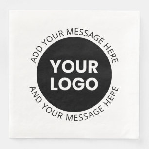 Business Logo & Editable Text White & Black Napkin