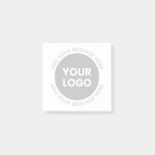 Business Logo & Editable Text  White & Grey Post-it Notes