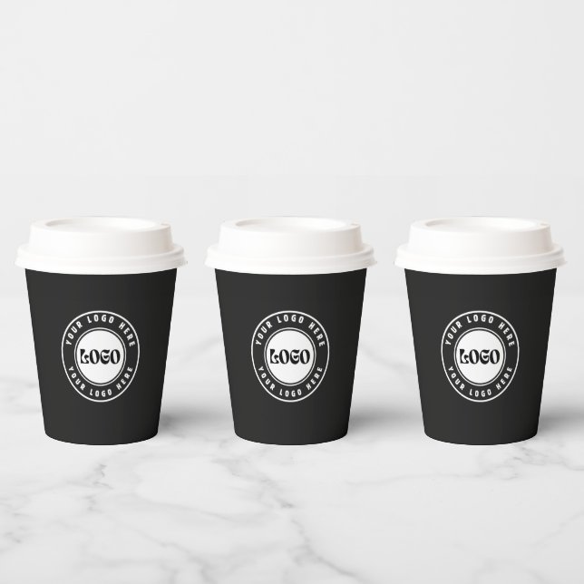 Business LOGO elegant black &white Professional  Paper Cups (Multi)