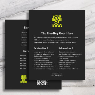 Business Logo Elegant Price List QR Code Black Flyer