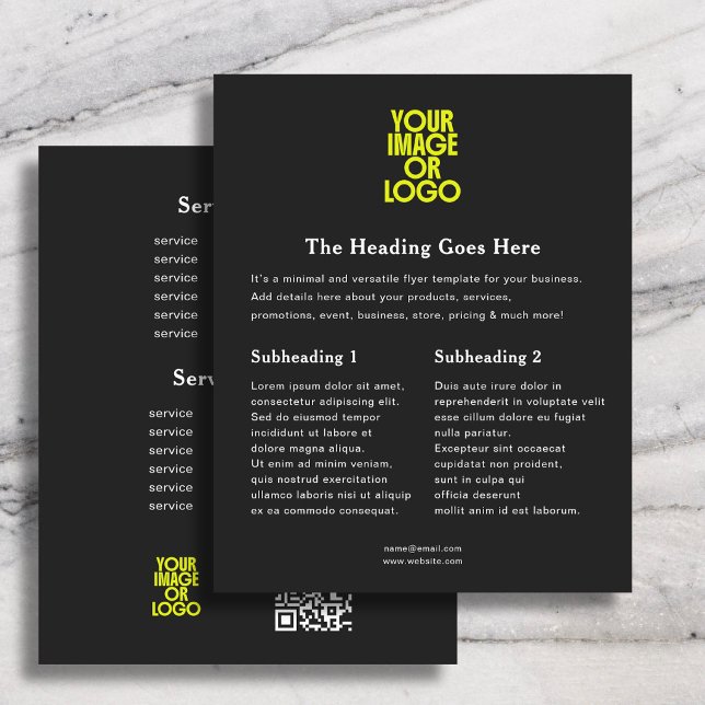 Business Logo Elegant Price List QR Code Black Flyer (Creator Uploaded)