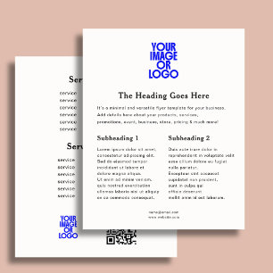 Business Logo Elegant Price List QR Code White Flyer