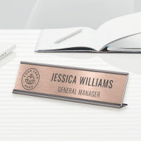 Business Logo Elegant Staff Faux Brushed Rose Gold