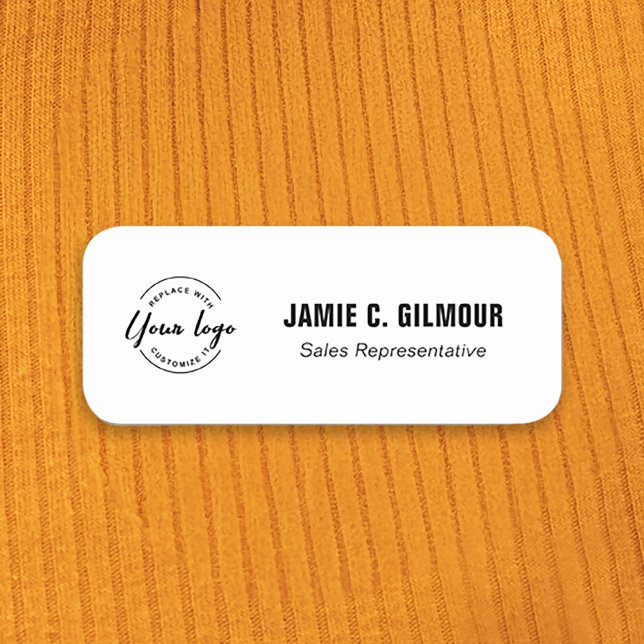 Business logo Employee Custom  Name Tag (Customizable magnetic business employee name tags.)