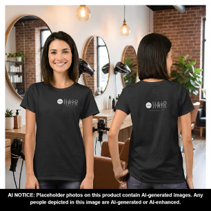 Business Logo Employee Name Black Hair Stylist T-Shirt