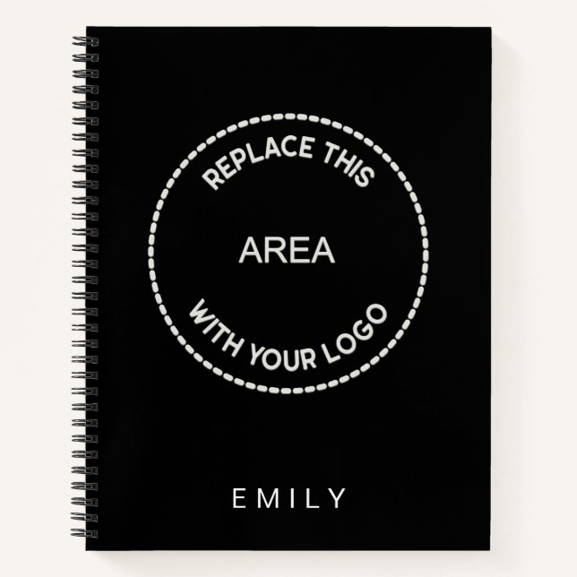 Business Logo Employee Name black Notebook (Front)