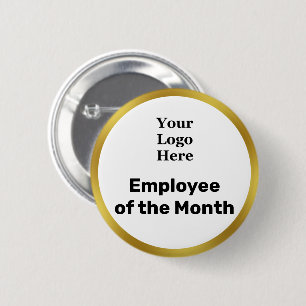 Business Logo Employee of the Month White and Gold 6 Cm Round Badge