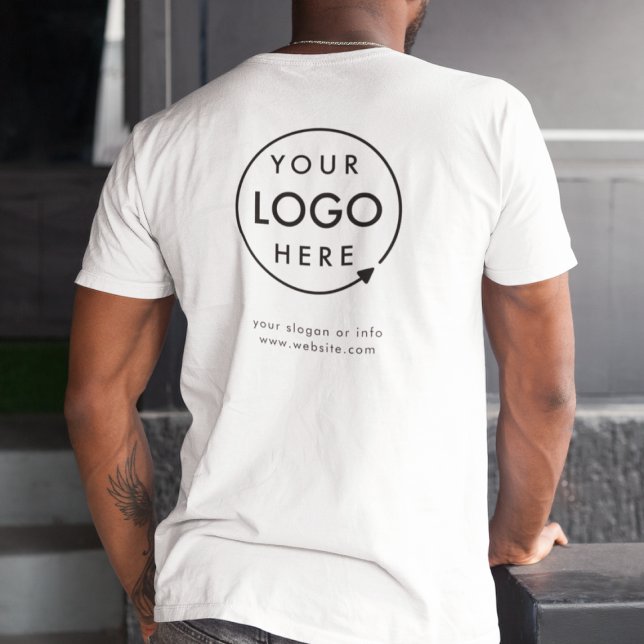 Business Logo Employee Staff Company Back Branded T-Shirt (Minimalist company branded t-shirts for your team apparel employee uniforms or promotional swag.)
