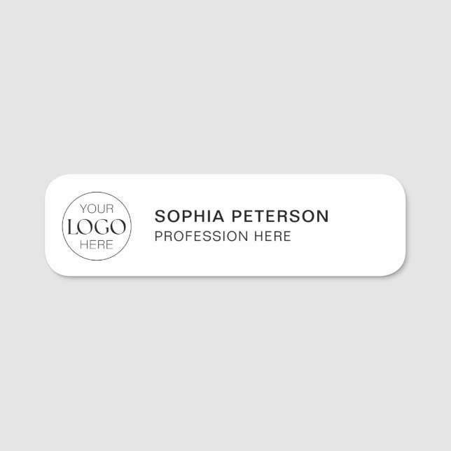 Business Logo Employee Staff Minimal Modern Name Tag (Front)
