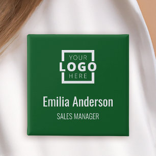 Business Logo Employee Staff Name Badge Green