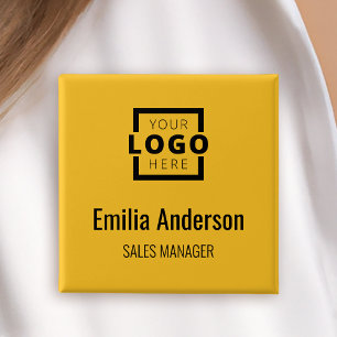 Business Logo Employee Staff Name Badge Yellow