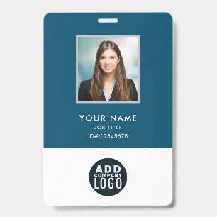 Business Logo Employees Photo with Barcode Custom ID Badge