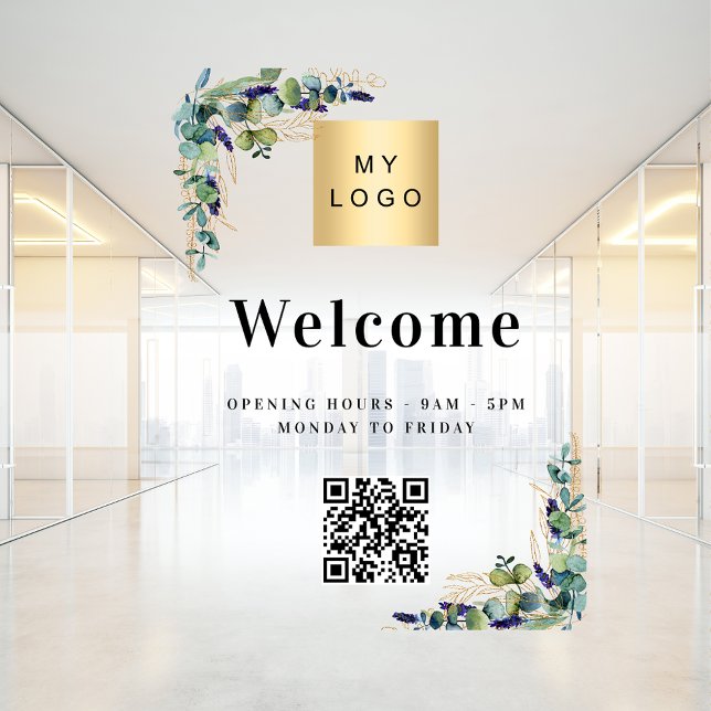Business logo eucalyptus welcome opening QR code (Creator Uploaded)