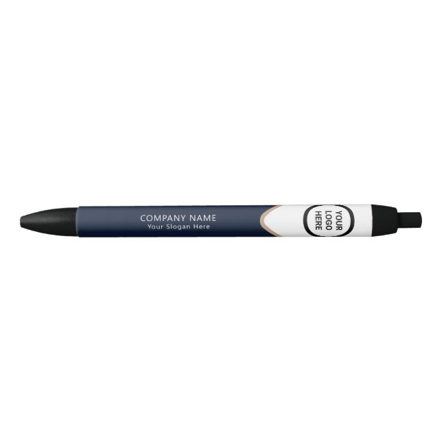 Business Logo Executive Corporate Navy Gold Blue Ink Pen (Front)
