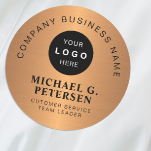 Business logo faux copper company employee name tag