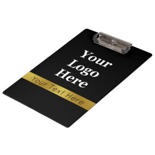 Business Logo Faux Gold and Black Text Template Clipboard