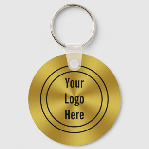 Business Logo Faux Gold Template Key Ring