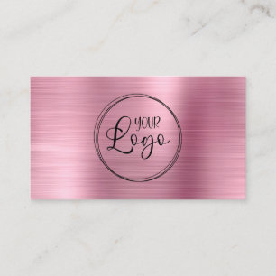 Business Logo Faux Light Pink Ombre Foil Card
