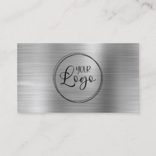 Business Logo Faux Silver Ombre Foil Card