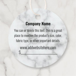 Business Logo Faux White Marble 2-sided Price Tags