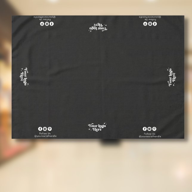 Business Logo Follow Us Social Show Display Black Tablecloth (Creator Uploaded)