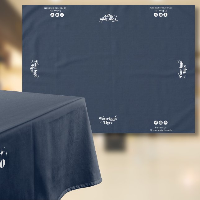Business Logo Follow Us Social Show Display Blue Tablecloth (Creator Uploaded)