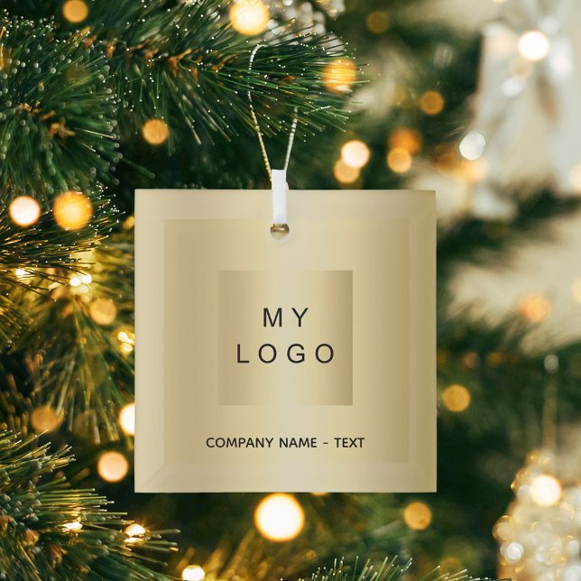 Business logo gold Christmas Glass Tree Decoration (Creator Uploaded)