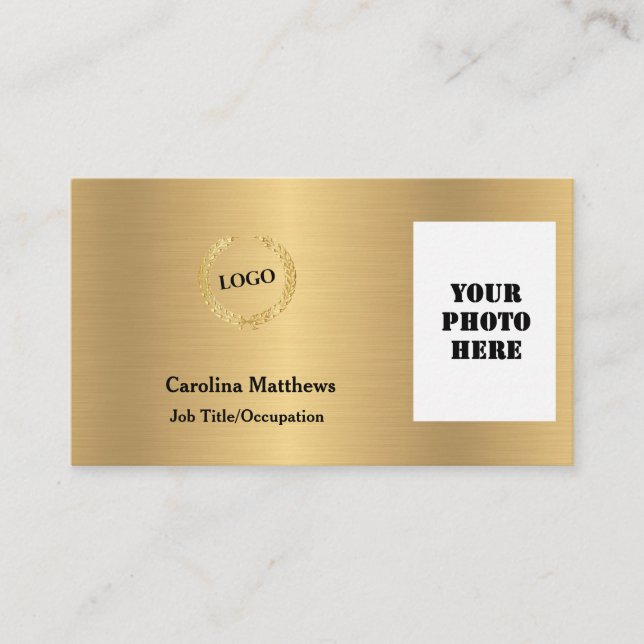 Business Logo Gold Photo Card (Front)