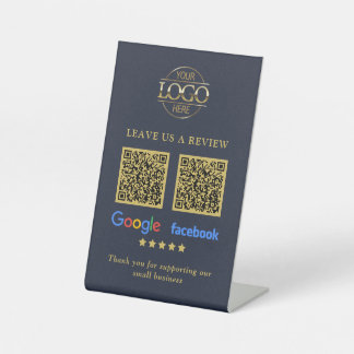 Business Logo Google & Facebook Reviews QR Code Pe Pedestal Sign